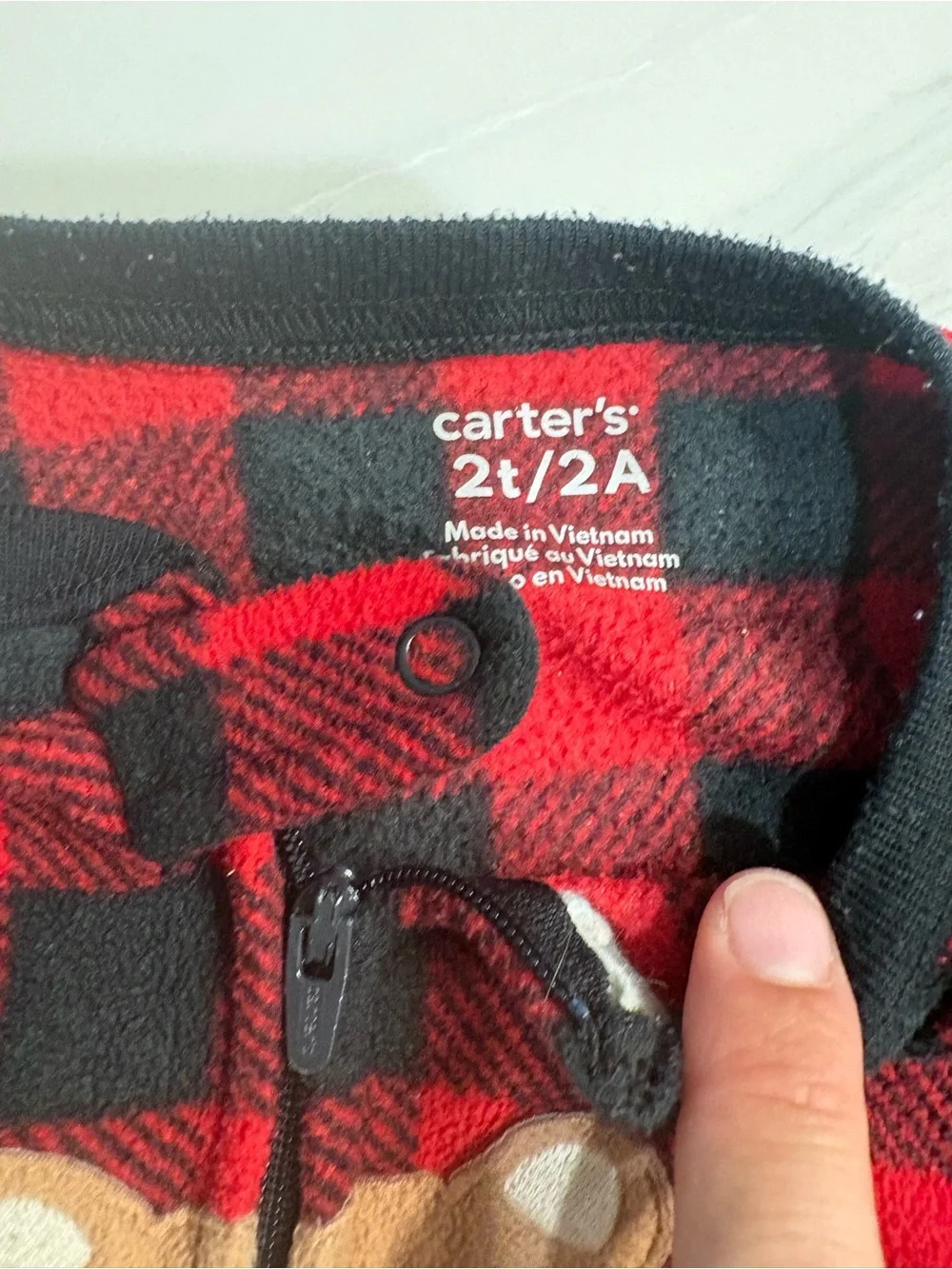 Carter's Red & Black Buffalo Plaid Bear and Navy Space Planet Pajama Set